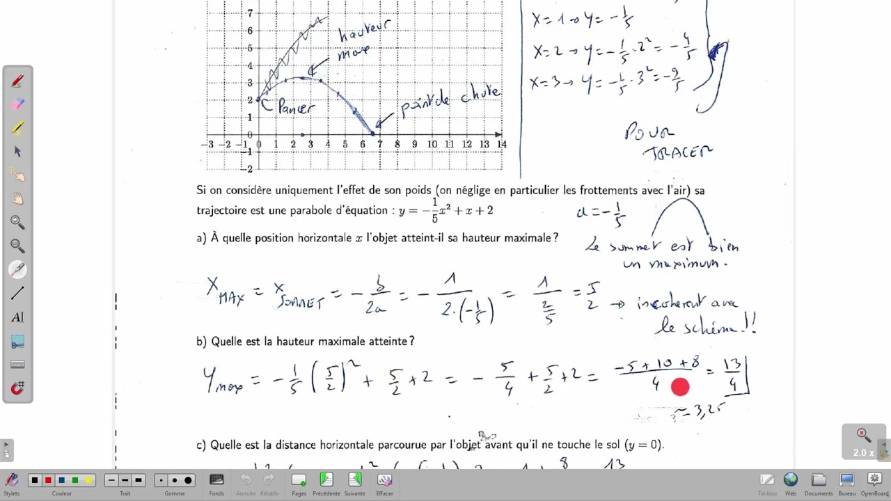 Résoudre efficacement des équations du second degré - Trajectoire parabolique