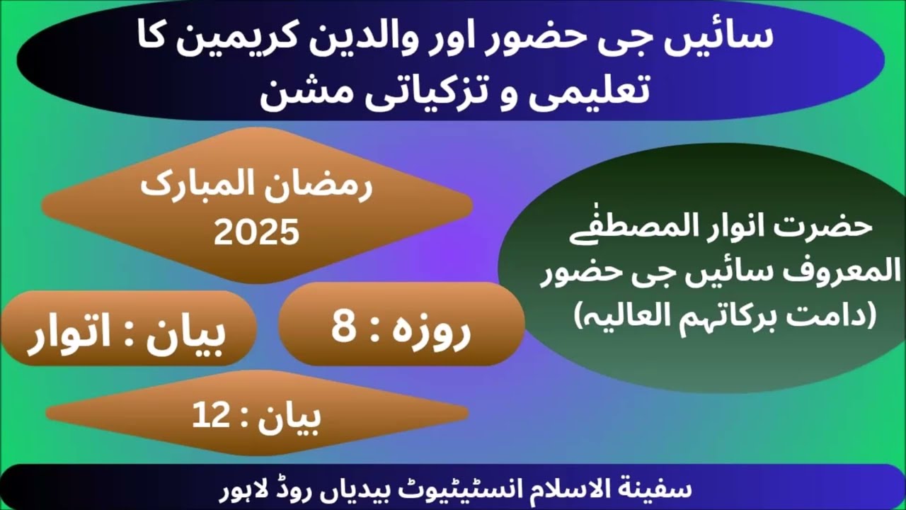 Talimi Bayan12|Roza8|2025|Hazrar Anwar UL Mustafa|Ramazan Session|Sunday Bayan|09March2025