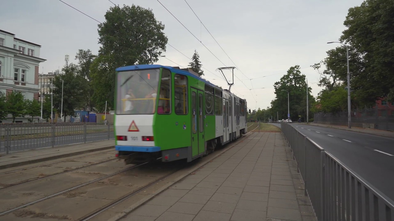 Poland, Szczecin, tram 1 ride from Plac Grunwaldzki to Felczaka