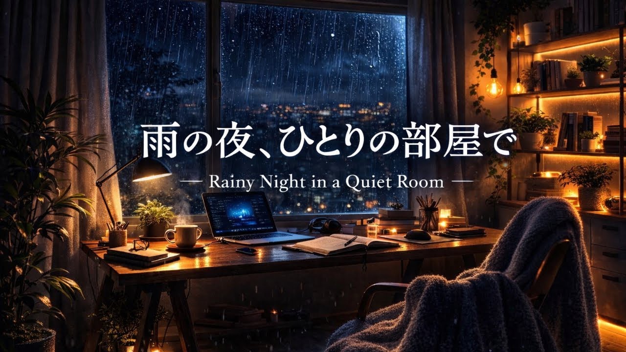 雨の夜、ひとりの部屋で｜睡眠・作業用|雨音BGM|Rainy Night in a Quiet Room