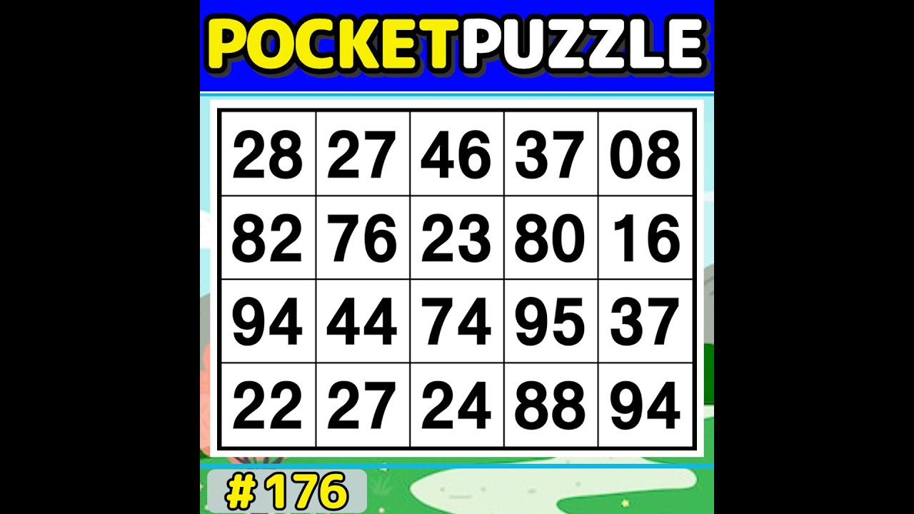 【Pocket Puzzle】 Activate your brain! 《Number Search|Brain training》 #176