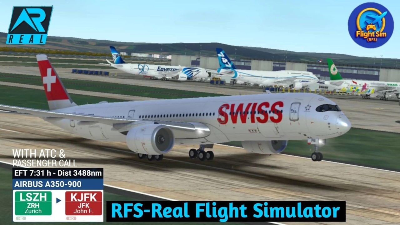 Полный перелет на самолете SWISS A350-900: Цюрих (ZRH) — Нью-Йорк (JFK) | RFS Real Flight Simulator