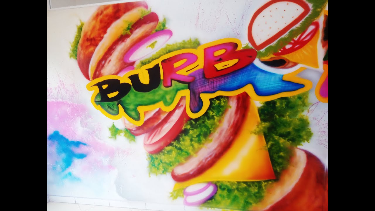 Aprenda a Pintar um Alface Realista - Grafite Hamburgueria com Pistola de Gravidade