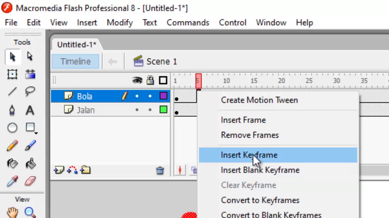 Tutorial Dasar Macromedia Flash 8 Part 1 - Pengenalan Aplikasi dan Membuat Animasi Bola 2D