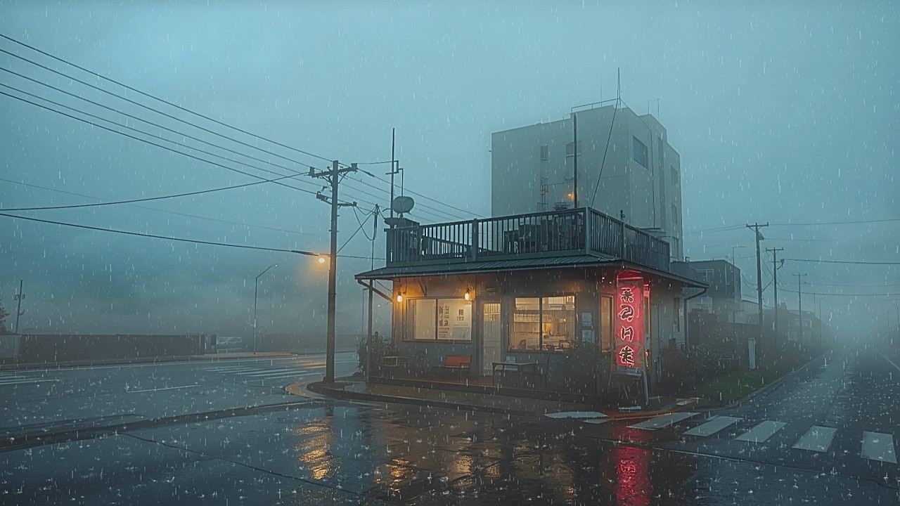Vintage 90s Rainy Café 🌧️ Rain Lofi for Late Night Work 🌙