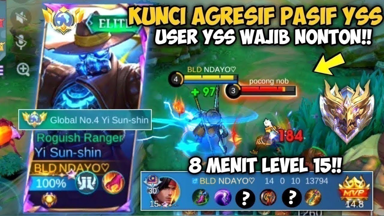 8 MENIT LEVEL 15?! TUTORIAL PEMULA YSS CARA LAWAN FANNY SAMPE BEDA 3 LEVEL BUILD ROTASI PASIF MLBB