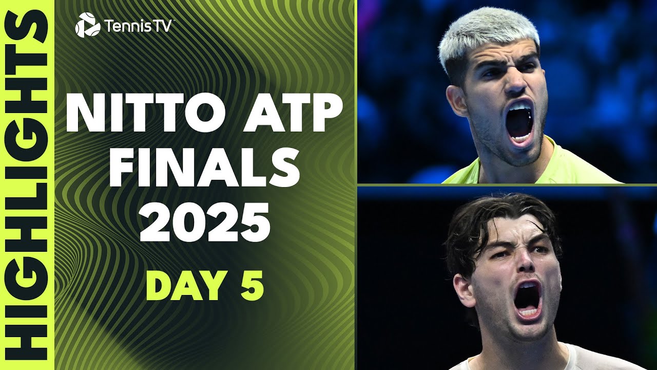 Carlos Alcaraz vs Lorenzo Musetti, Fritz vs de Minaur | Nitto ATP Finals 2025 Highlights Day 5