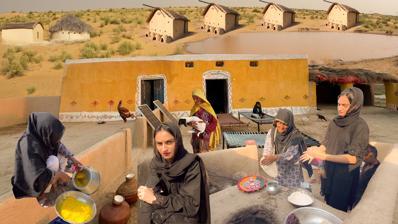 Morning Routine of Village Women Pakistan | Desert Village Family Living in Beautiful Mud House 