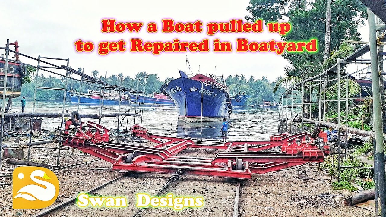 Indian Fishing boat launch after repair in a boatyard