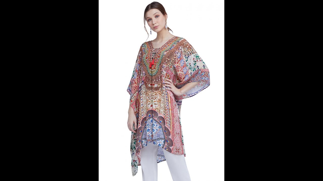 "Cultural Treasures" Lace-up Kaftan Top