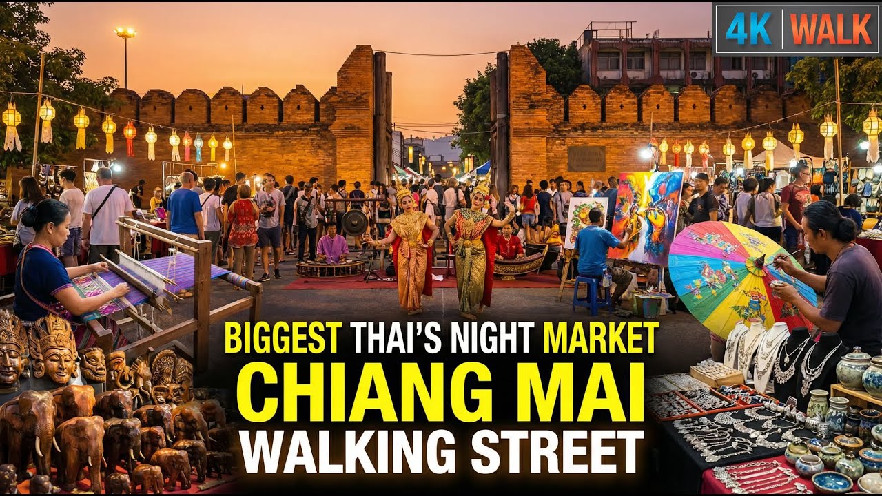 Chiang Mai Sunday Walking Street 4K 🇹🇭 The Ultimate Night Market Experience | Thailand Walk