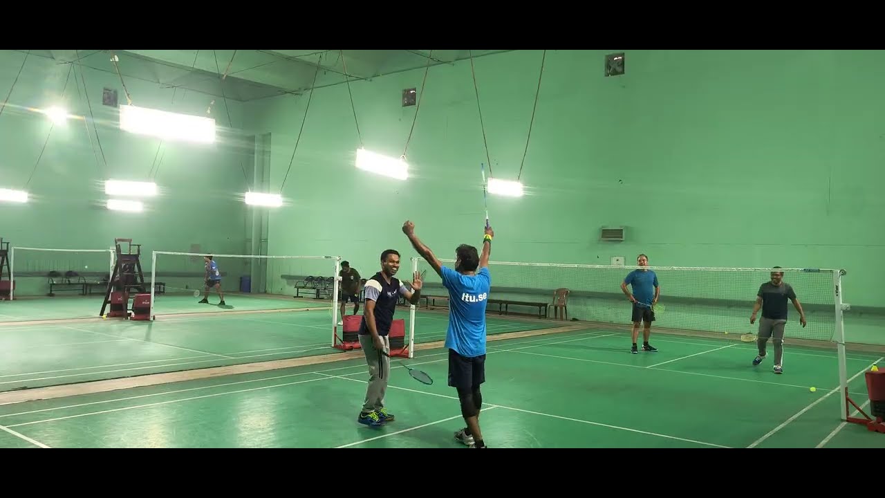 (1305) Prof. R. Balasubramanian & Prof. Venkatesh vs. Prof. Ajanta & Prof. Veera #badminton #doubles