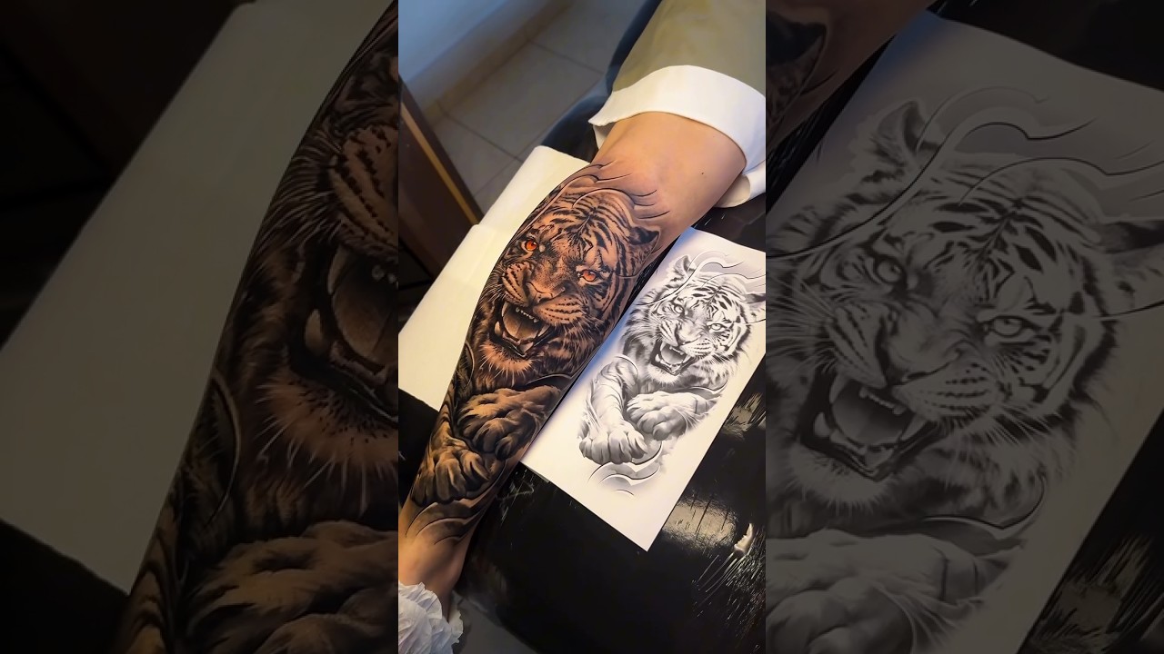 Unlimited Tiger Tattoo Designs Available !Docked now🤯✨️#drawing_complex #tattoo #tattooartist #art