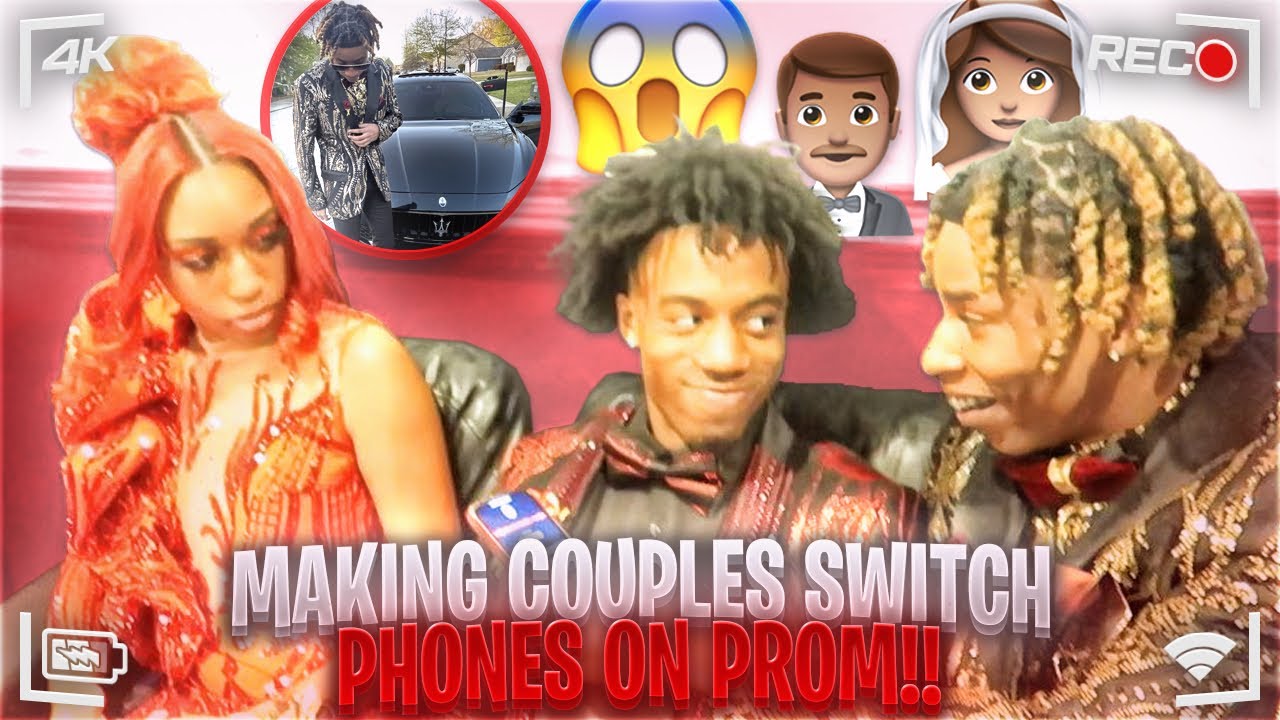 ASKING COUPLES TO SWITCH PHONES ON PROM DAY...😱  (Prom Vlog)