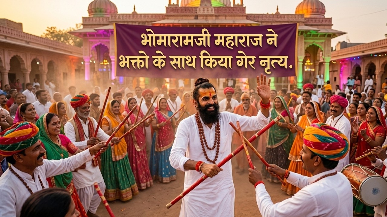 भोमारामजी महाराज ने अपने भक्तगण के साथ किया गेर नृत्य 