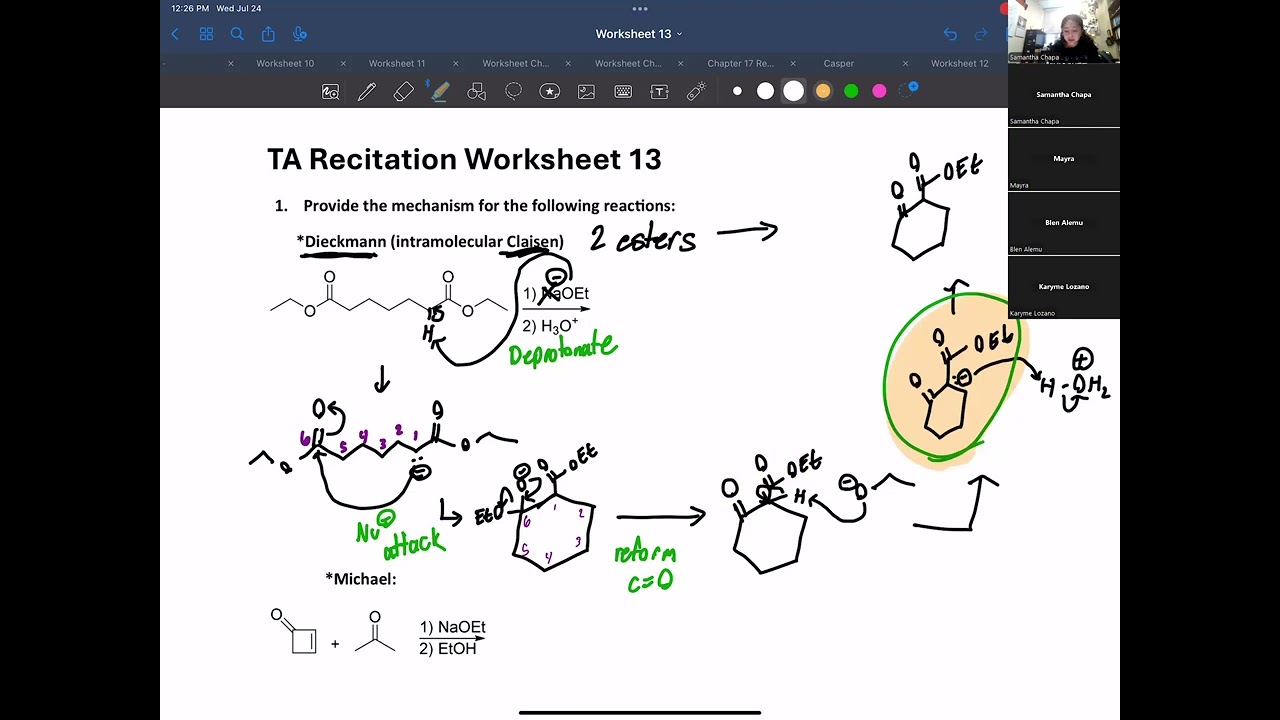 Aldol, Claisen, Dieckmann, Michael, and Robinson Mechanisms + Synthesis