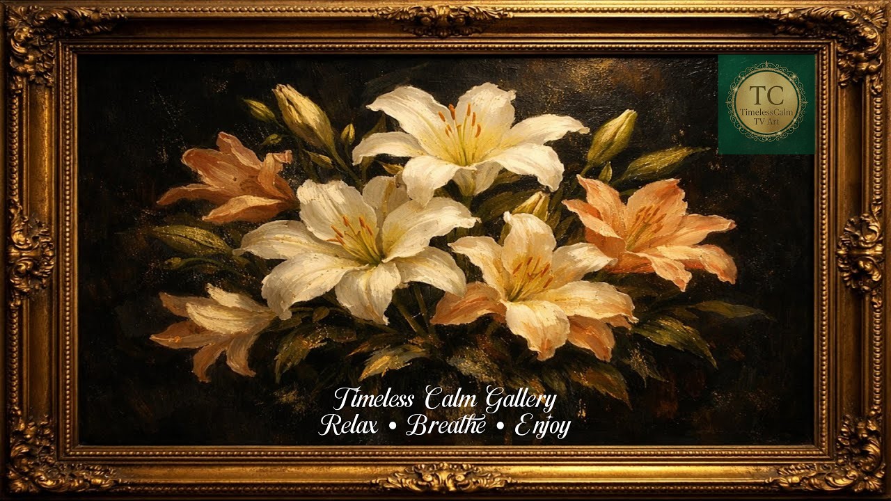 Golden Lilies I 🌸 Framed Vintage Art for TV | Relax • Breathe • Enjoy