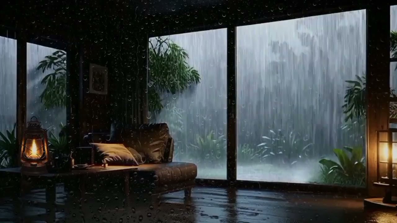 Cozy Rainy Night by the Window | Heavy Rain and Thunder for Deep Sleep | rain sounds for sleep USA