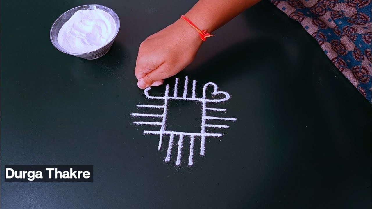 हिरवीगार मार्गशीर्ष गुरूवार विशेष रांगोळी सोपी आकर्षक | green colored simple rangoli design easy NEW