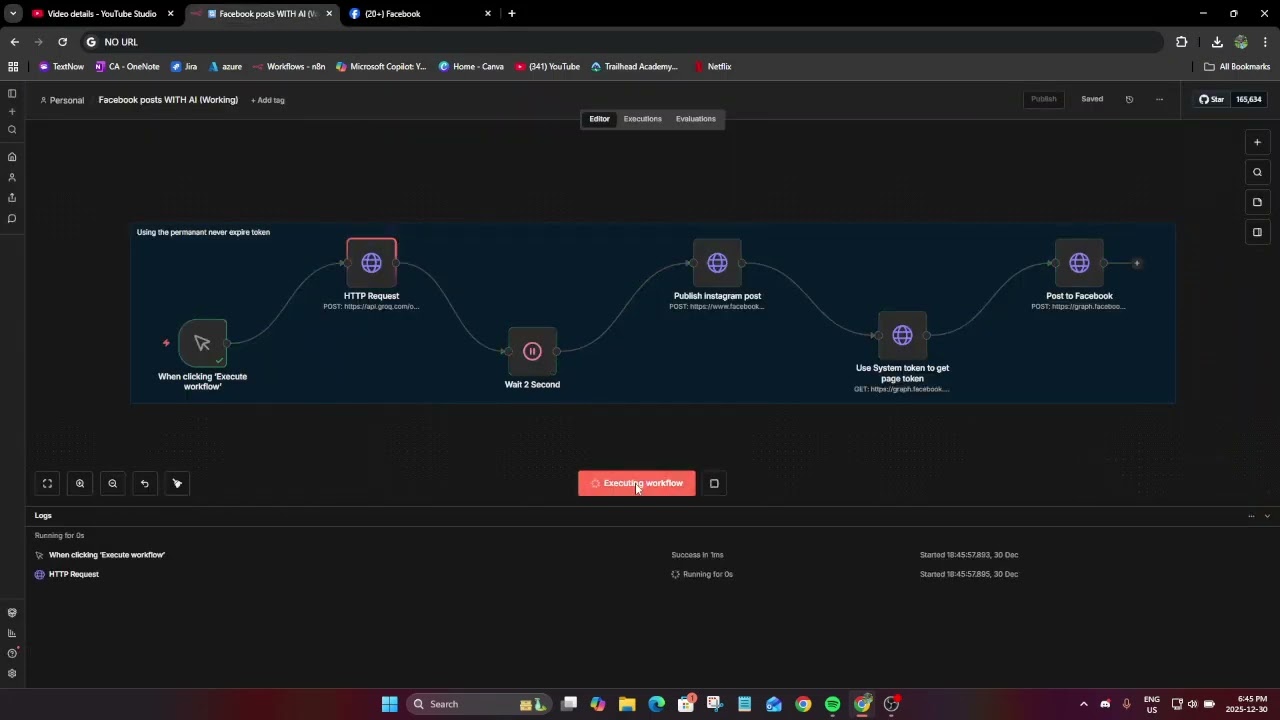 Automating Facebook Posts through n8n Workflow including content generation using Groq AI