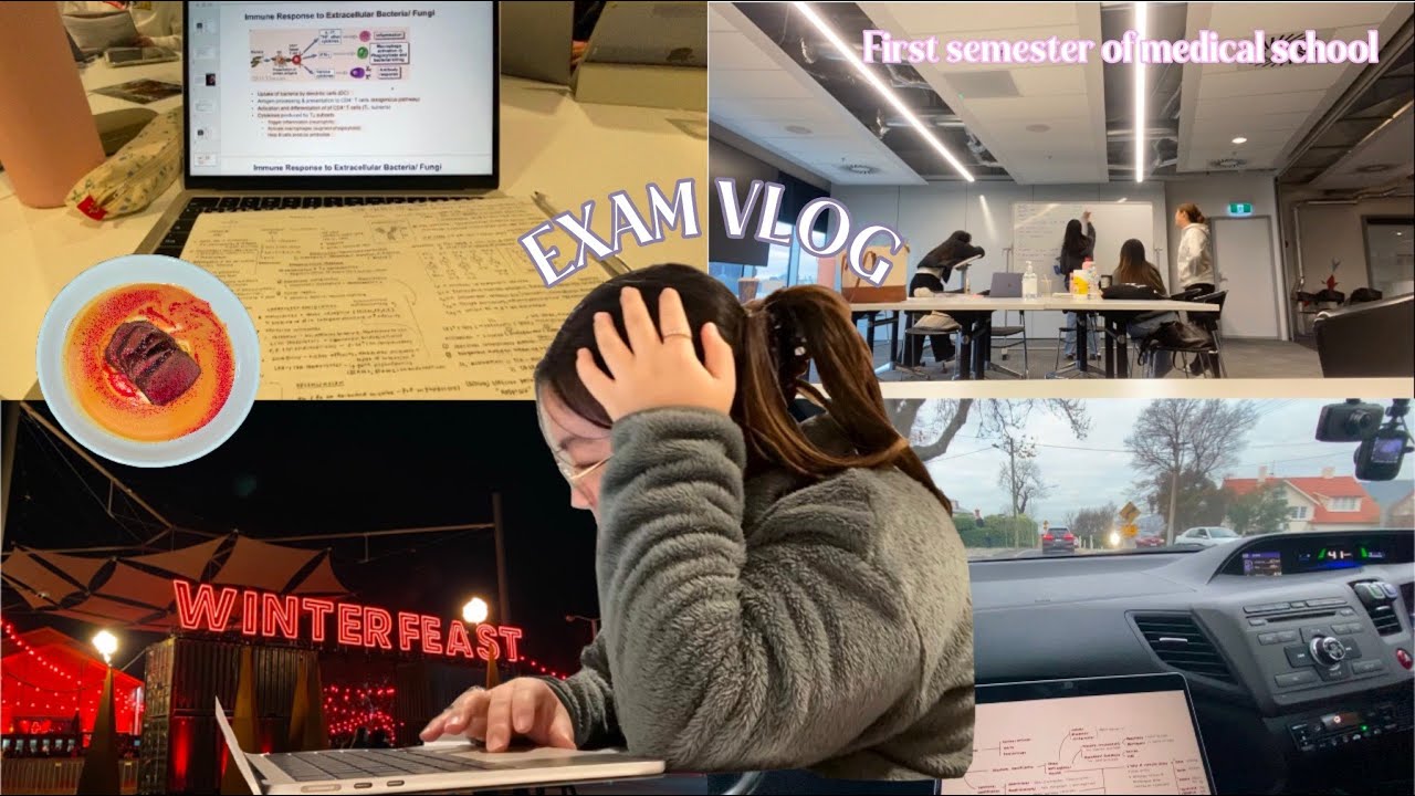 vlog👩🏻‍⚕️🩺: first-ever exam in medical school, lots of food🍕🍩 & dark mofo 😈❄️