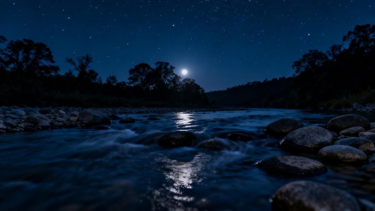 ASMR Gentle River at Midnight 🌊 Deep Sleep Sound &ndash; No Birds, No Music