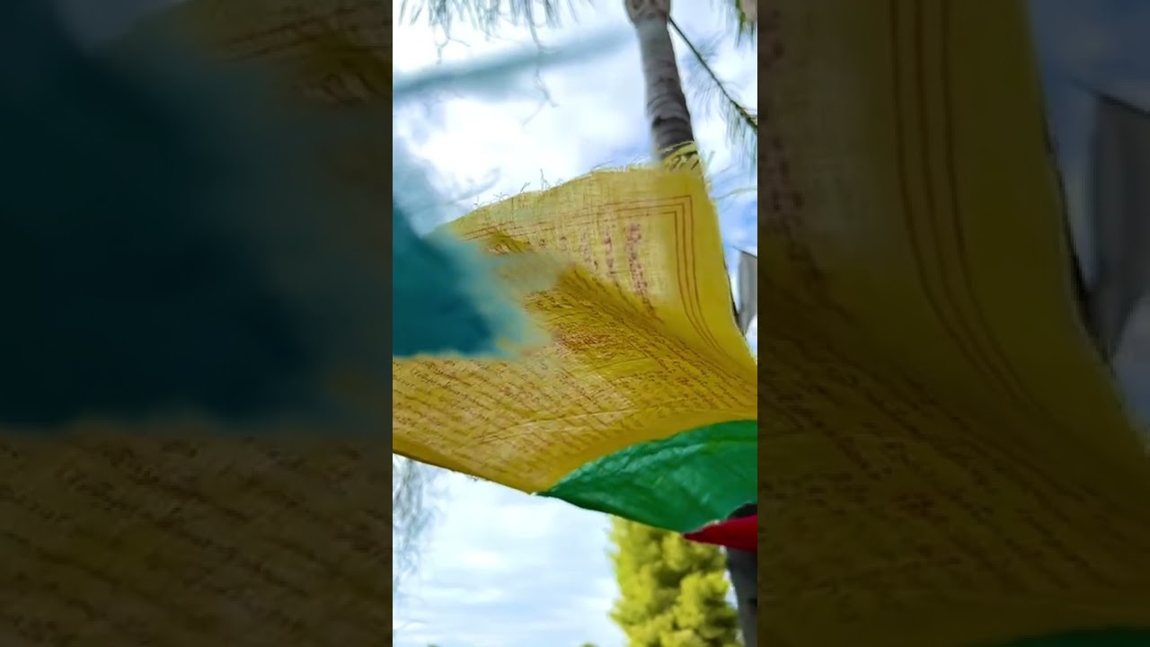 Tibetan Buddhist Prayer Flags Dancing In The Wind 