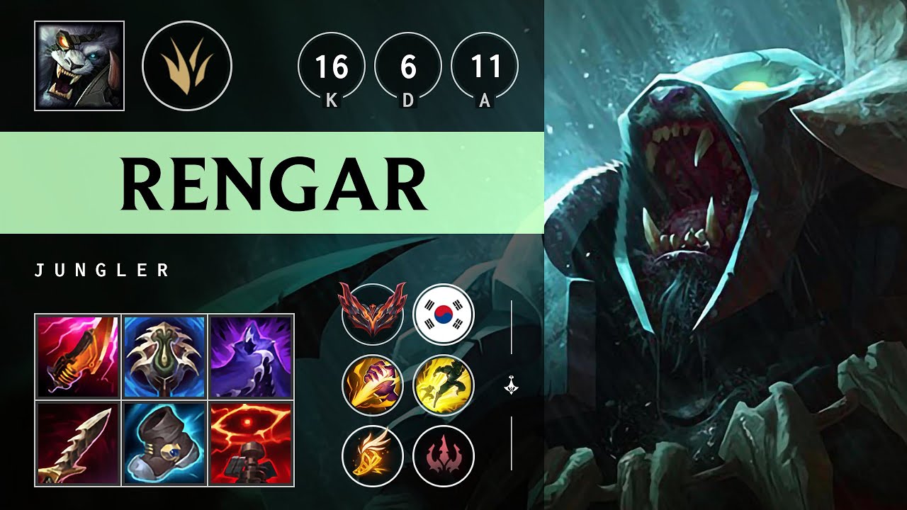 Rengar Jungle vs Zyra: Quadra Kill, Legendary - KR Grandmaster Patch 14.21