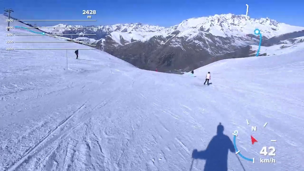 Les Deux Alpes, France, red ski piste Fee 3, 02.2022, Les 2 Alpes