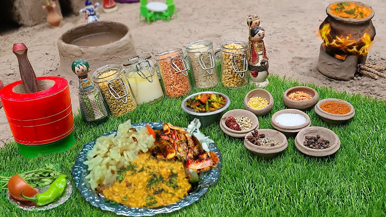 Tiny foods Dhaba style daal chawal | Street food dal chawal | tiny food cooking | Miniature Cooking