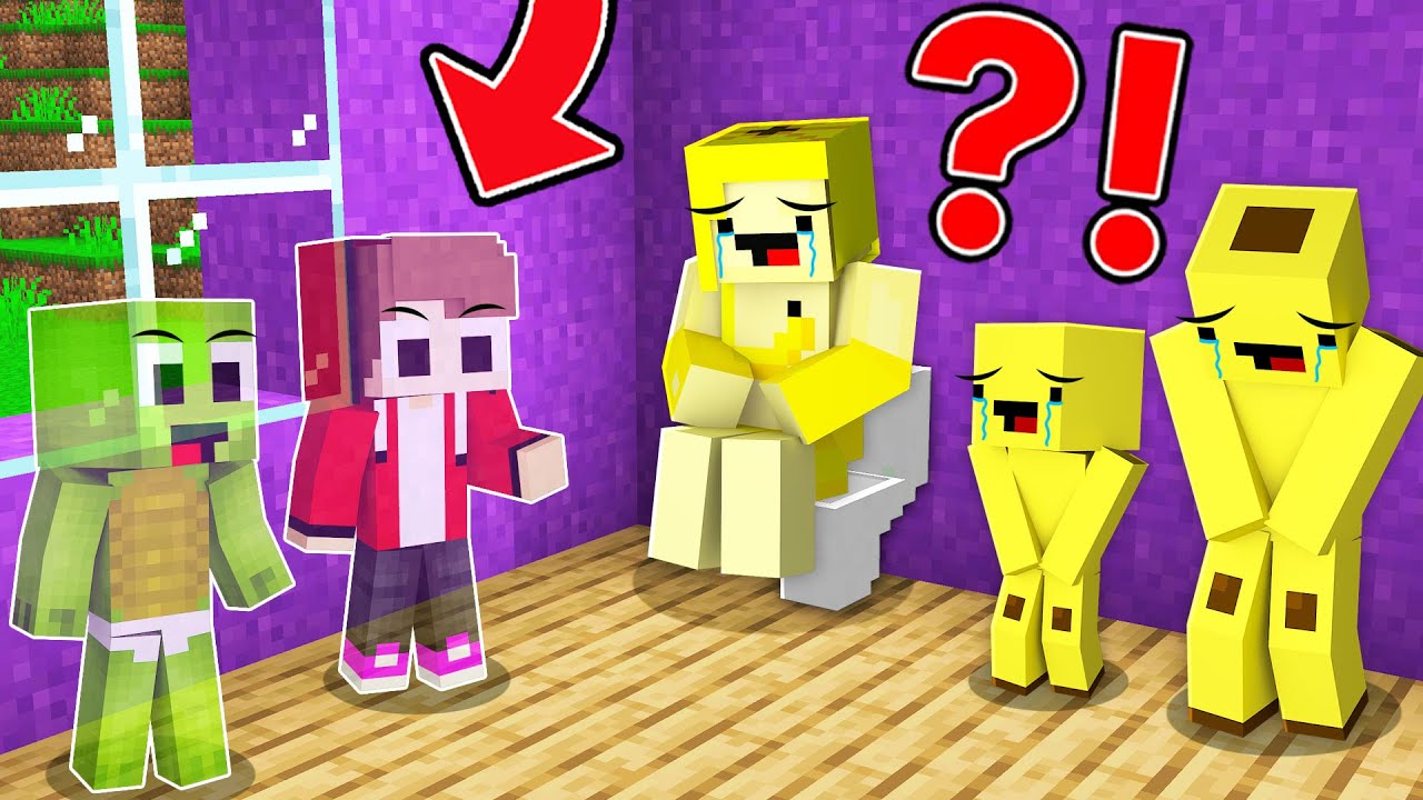 Baby JJ and Mikey Became INVISIBLE to PRANK BANANA KID Family in Minecraft! - Parody Story(Maizen)