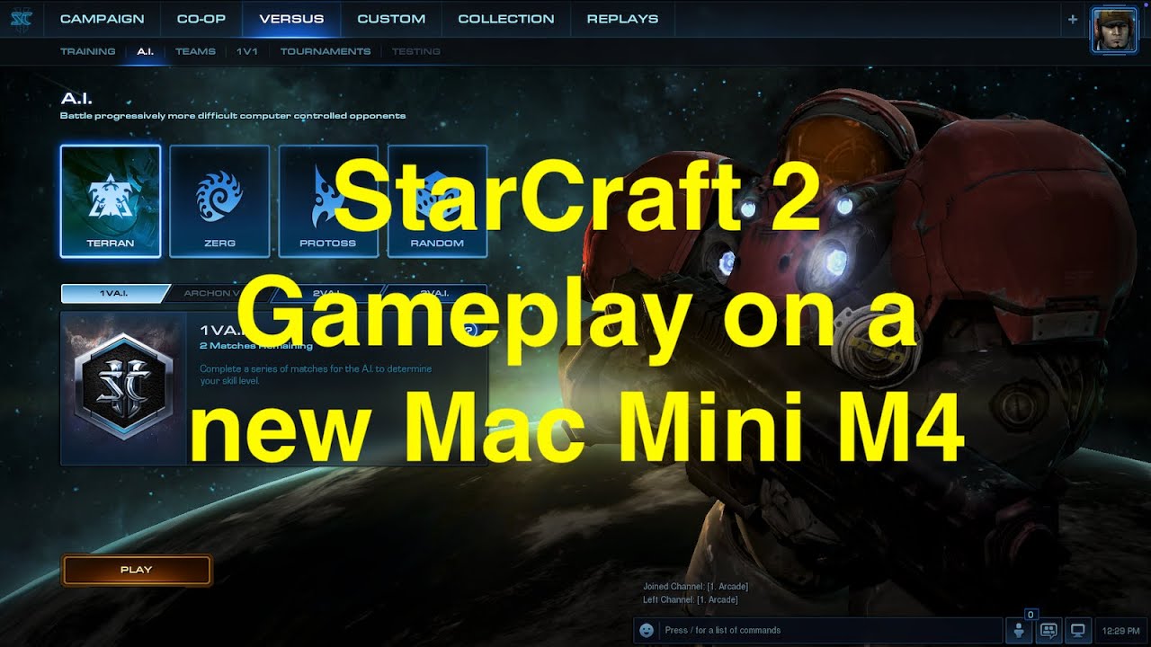 Starcraft 2 gameplay on a Mac Mini M4