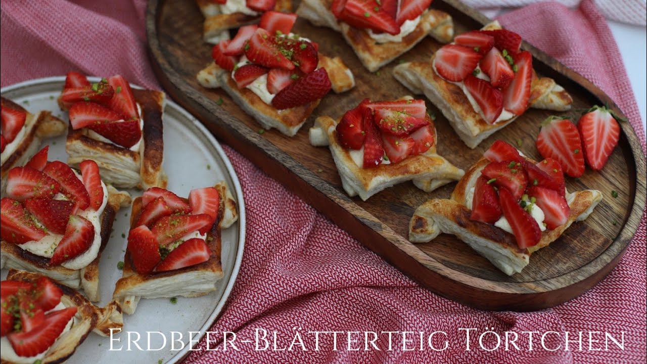 Schnelle Erdbeer Blätterteig Törtchen | Çilekli kolay Milföy Pastacıkları