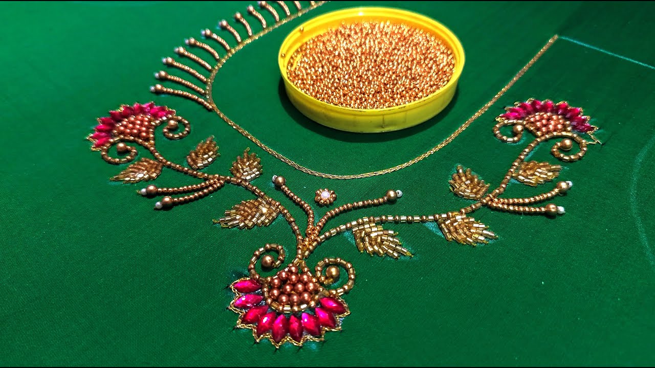 aari work |  aari neck design |  aari beads work | how to make aari blouse neck design | aari
