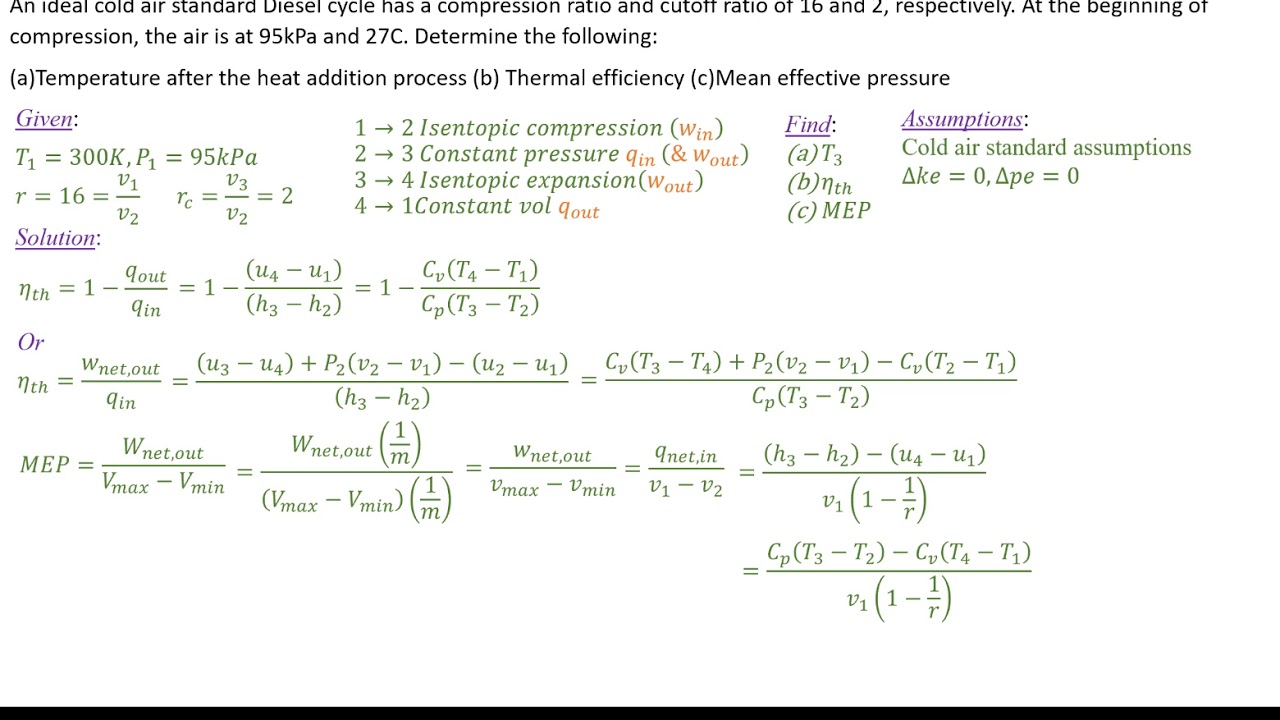 Thermodynamics Chapter 9 Problem 3 (Diesel)