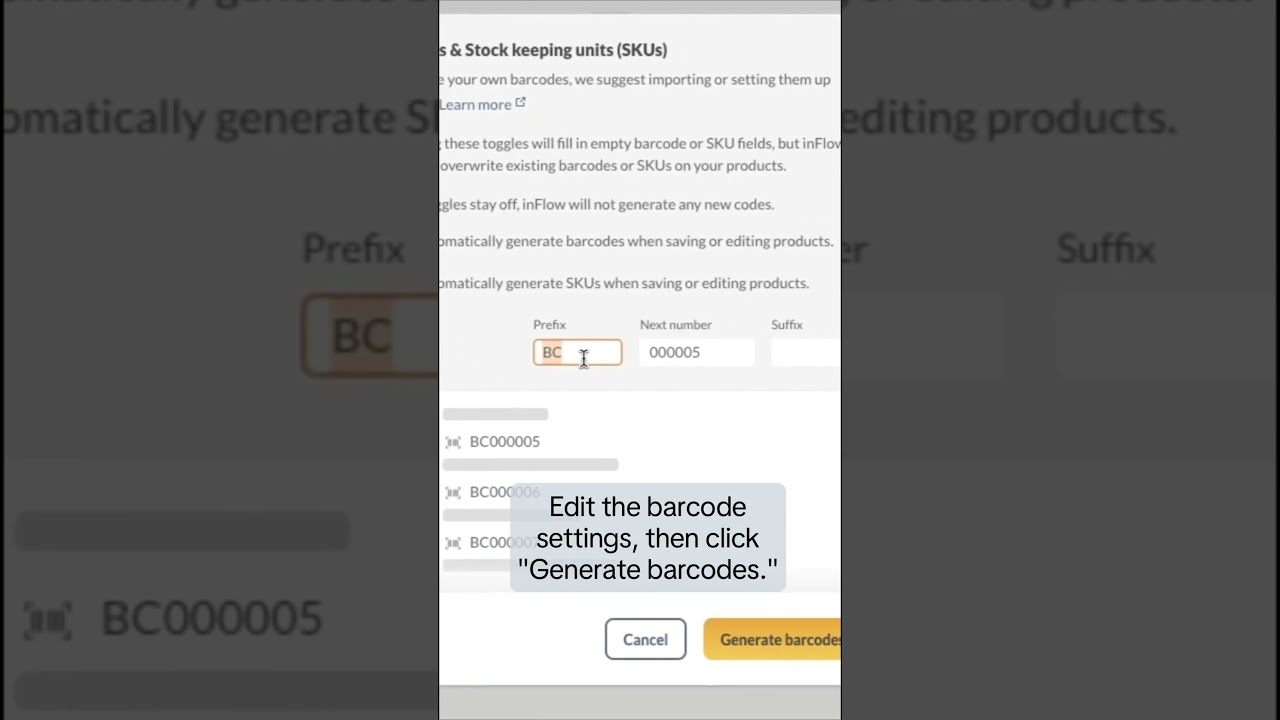 How to create/generate barcodes in inFlow | Get to know inFlow
