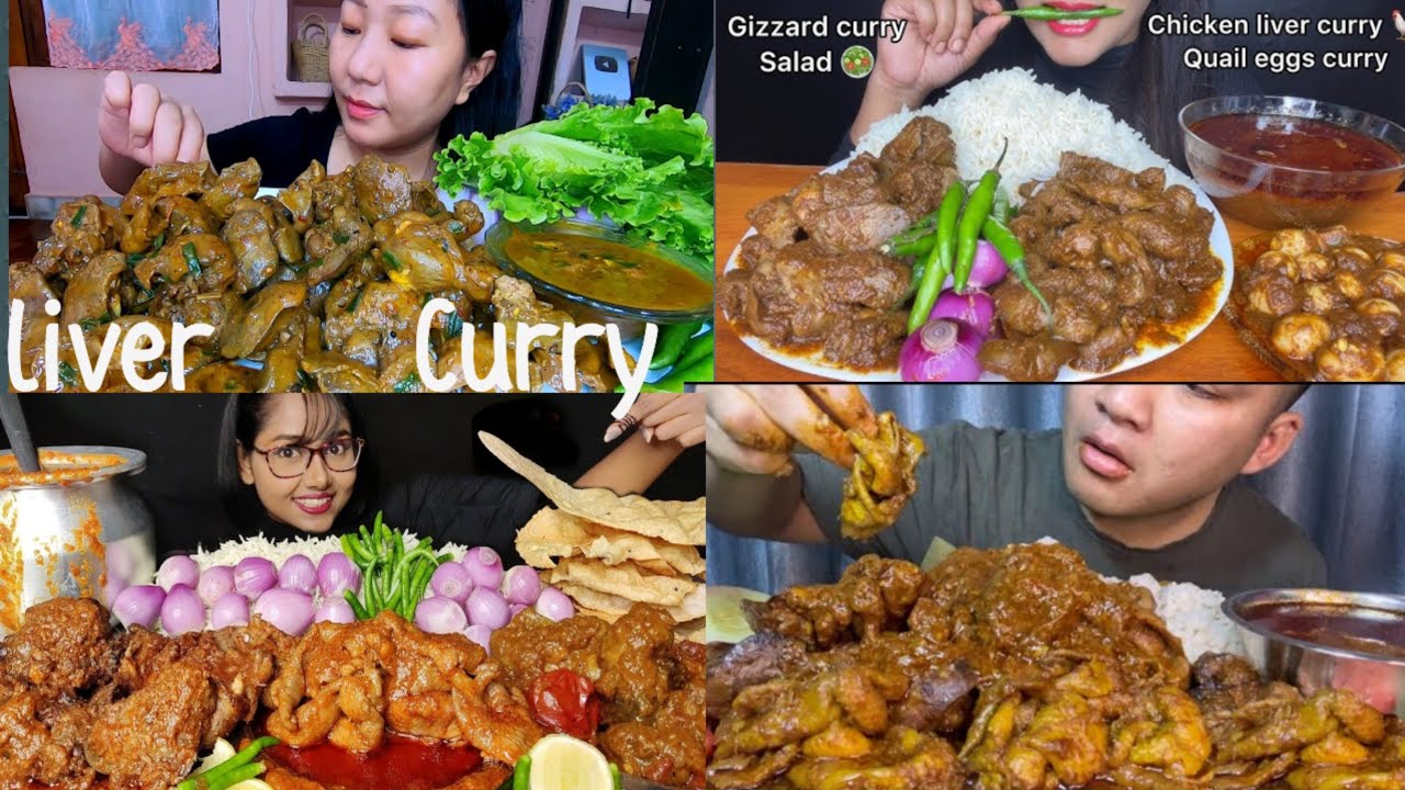Spicy chicken liver curry and gizzard curry 🔥🥵 eating 🤤 Bigbites mukbang asmr