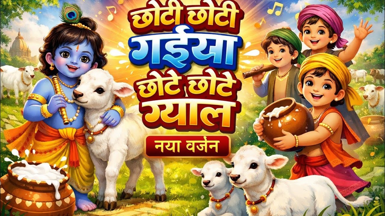 छोटी छोटी गैया 🐄 छोटे छोटे ग्वाल | New Version  Krishna Kids Rhyme  #छोटी_छोटी_गैया #chotichotigaiya