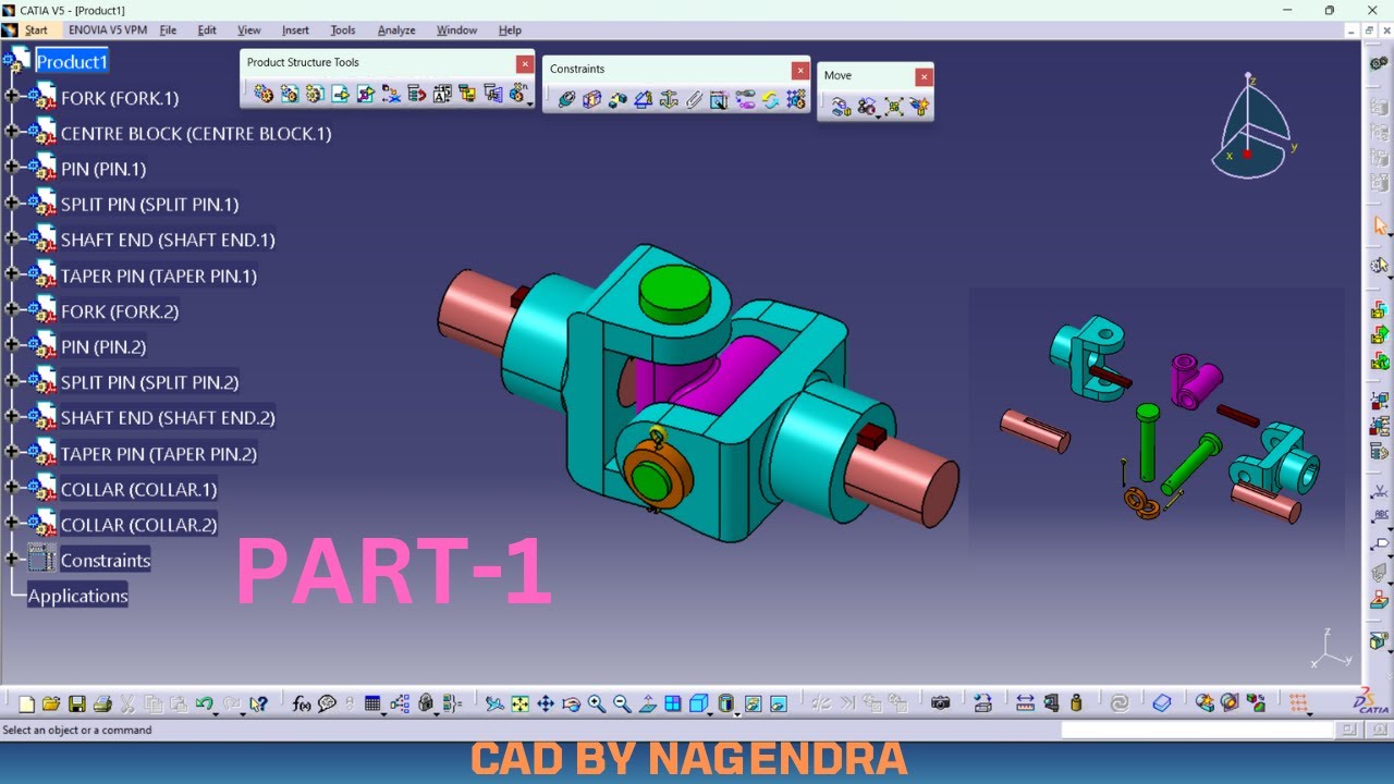 Universal Coupling Assembly Part 1 #catia