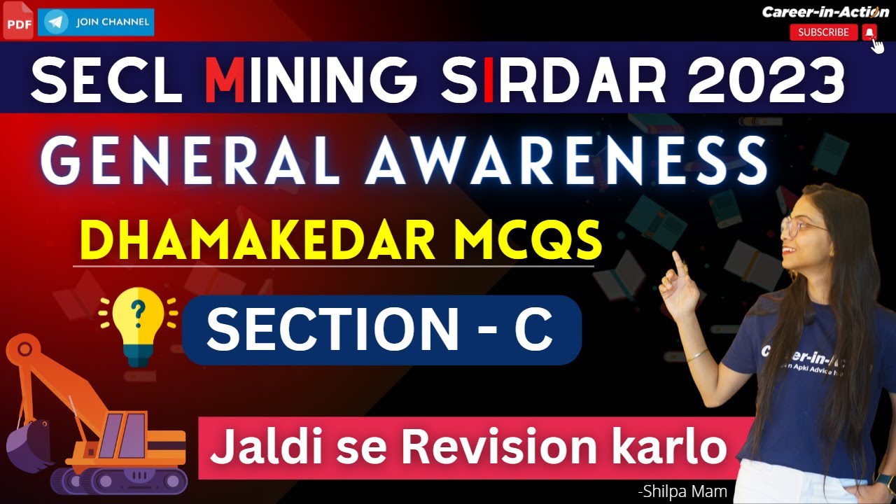 SECL MS General Awareness MCQ Capsule | SECTION C | SECL Mining Sirdar Exam 2023 by Shilpa Mam