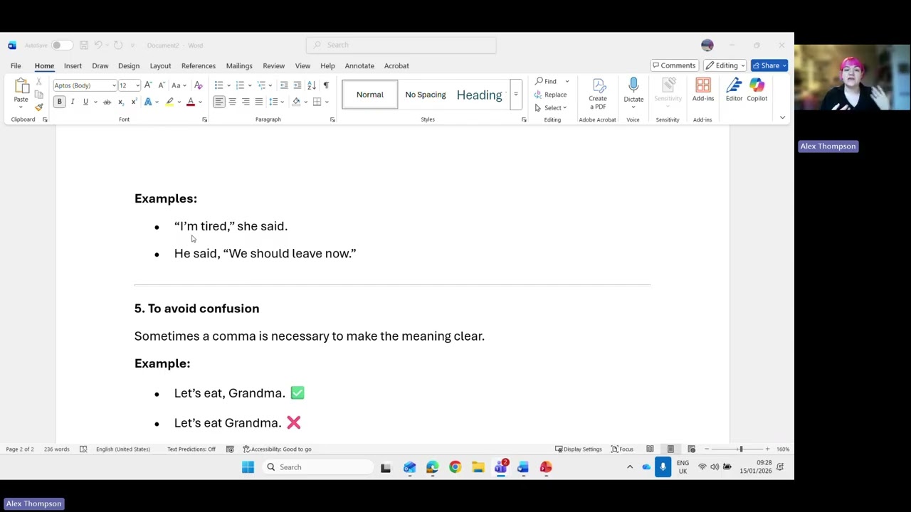 Using commas successfully in writing