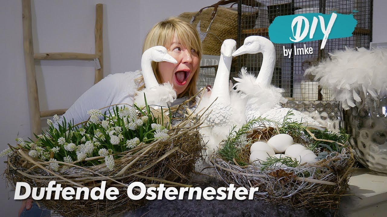 Duftende Osternester aus Draht und Kräutern