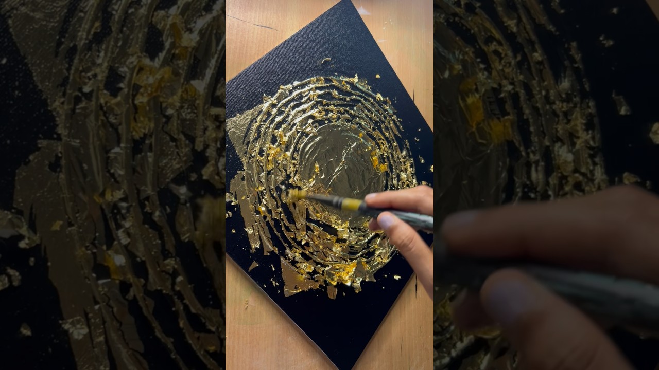 Gold LEAF Application | Textured art #goldleaf  #luxury #gold #shorts