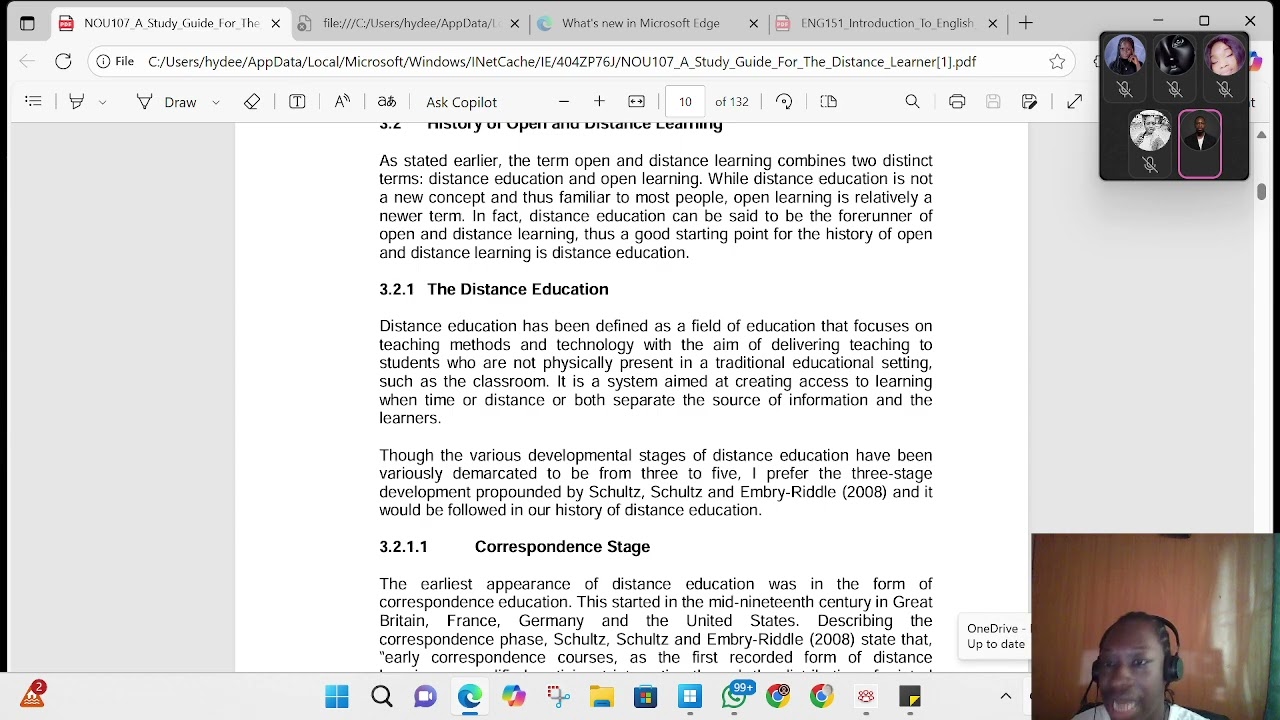 NOU 107; History of the Open and Distant learning system. National Open University of Nigeria. NOUN.