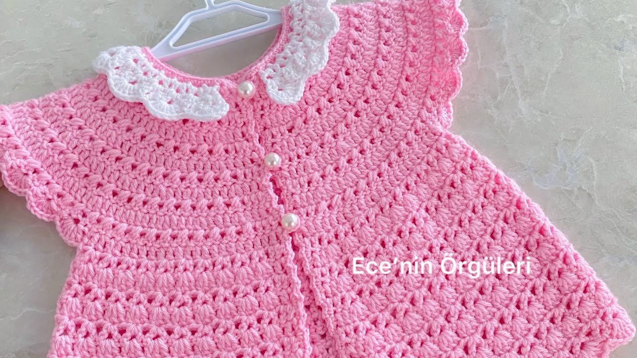 Crochet Beautiful Princess Vest / Tığ işi Güzel Yaka Modelli Kız Bebek Yeleği/ 6 -12 ay