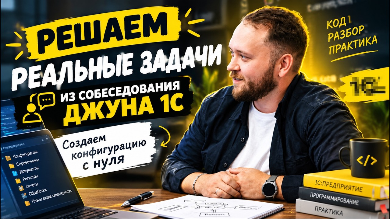 РЕШАЕМ РЕАЛЬНЫЕ ЗАДАЧИ ИЗ СОБЕСЕДОВАНИЯ ДЖУНА 1С / создаем конфигурацию с нуля