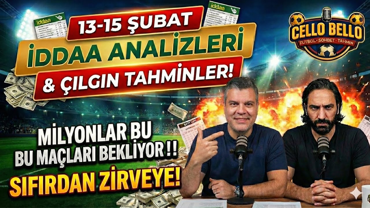 13-15 ŞUBAT İDDAA TAHMİNLERİ! NOKTA ATIŞI TEK MAÇ ANALİZLERİ & YÜKSEK ORANLAR - CELLOBELLOSPOR
