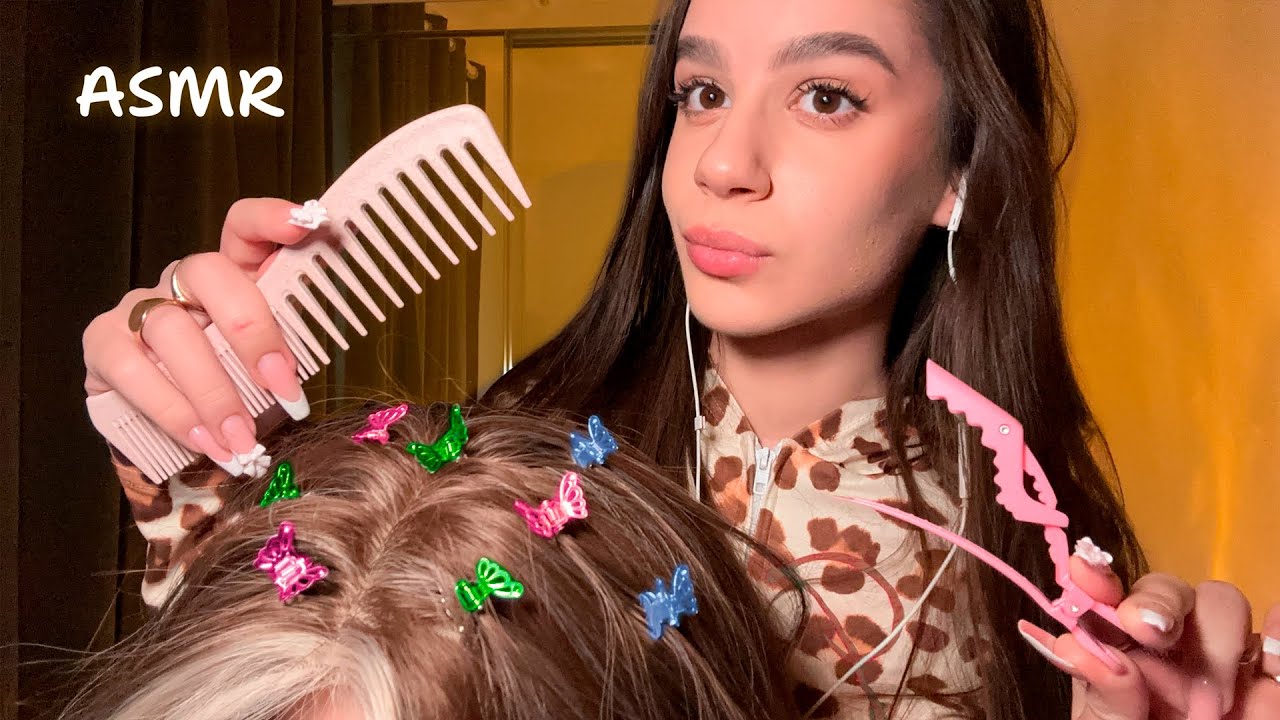 ASMR ✨ SCALP EXAM ✨ Lice check, bug searching, head massage, hair brushing & tingles (no talking)💕