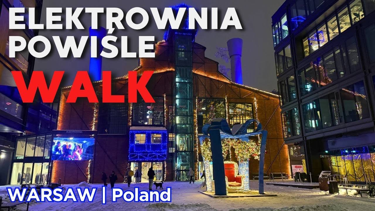 Evening Walk Around Elektrownia Powiśle 🎄 | Christmas Lights & Winter Atmosphere | Warsaw