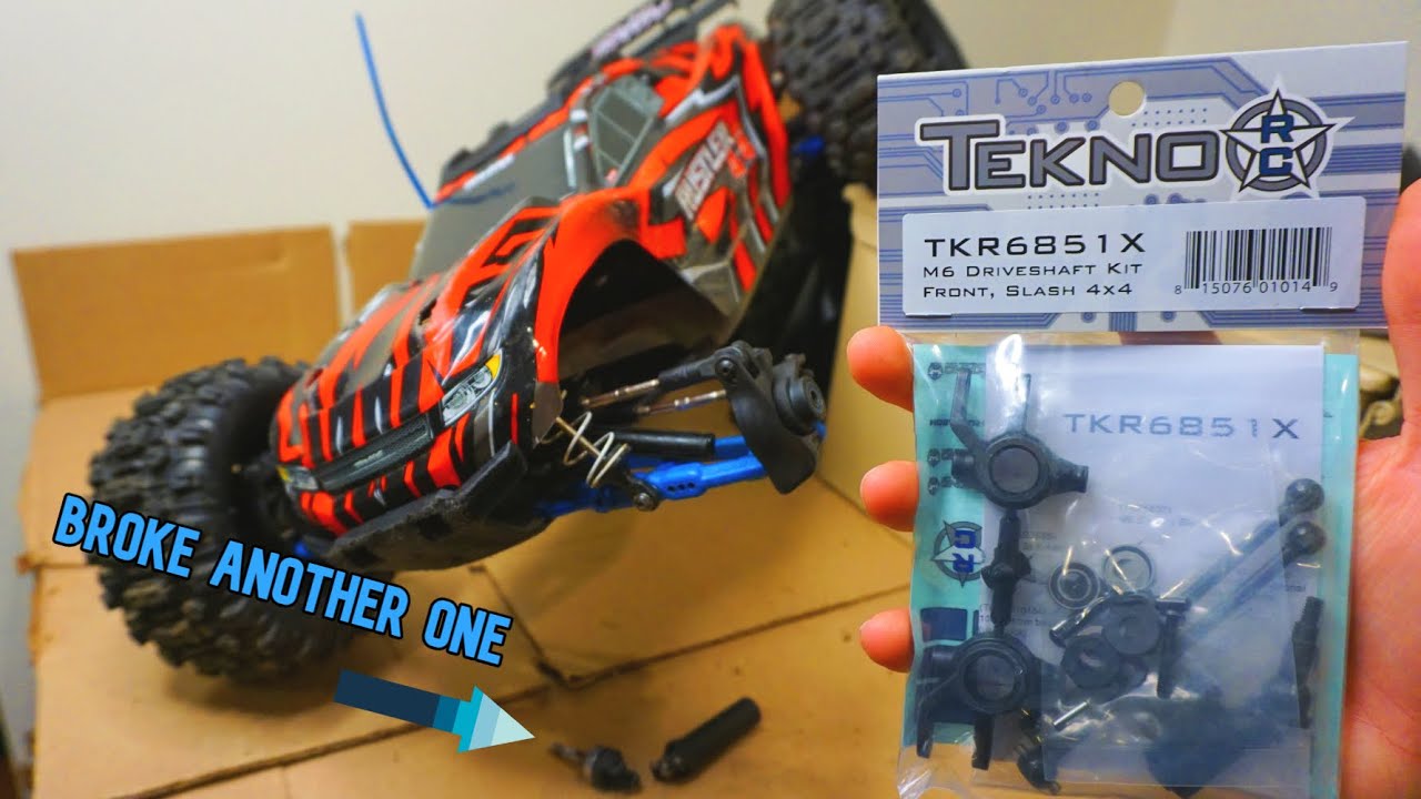 BROKE ANOTHER DRIVESHAFT....Teknorc Driveshaft Install Rustler 4x4 VXL 6851X Front M6 driveshafts